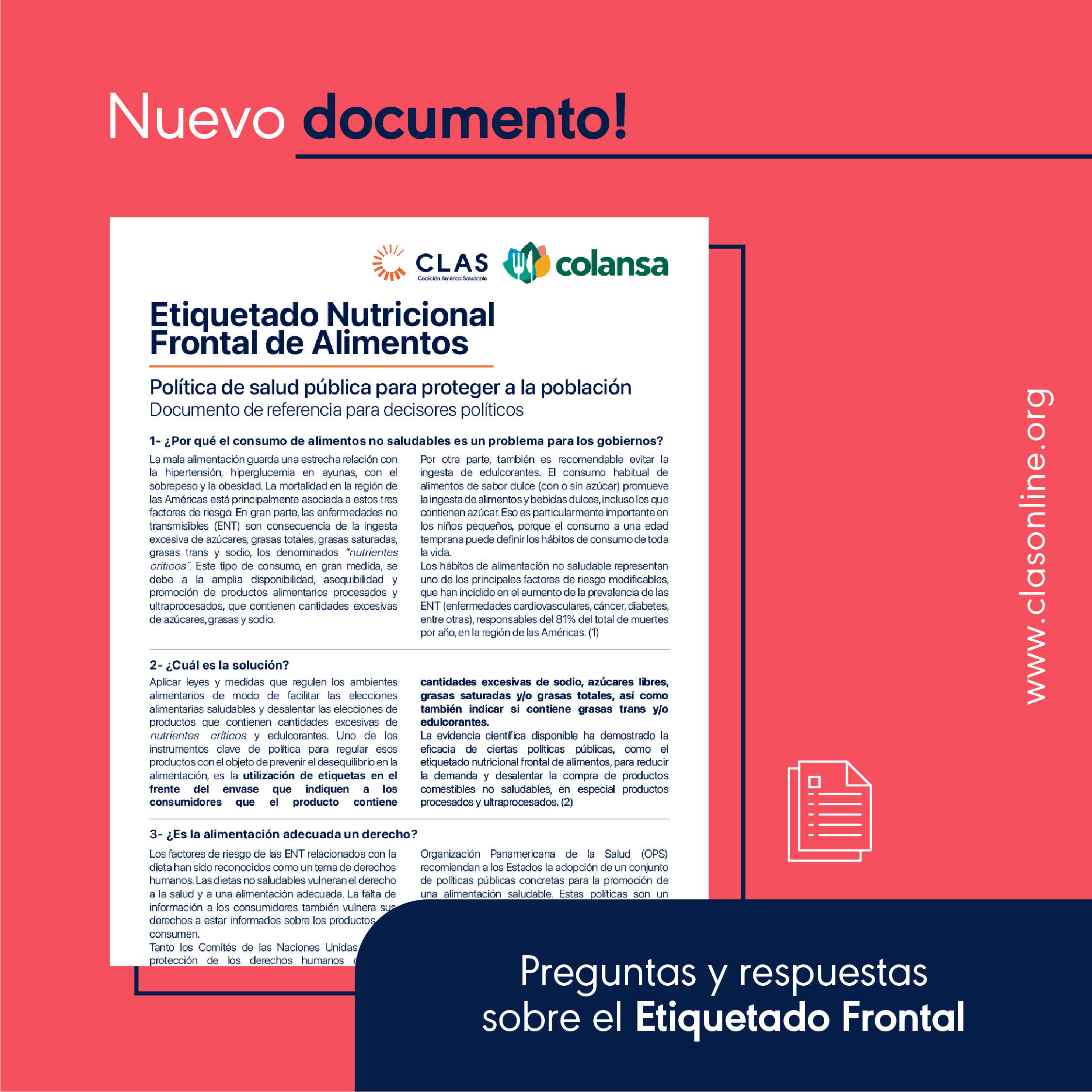 Nuevo documento sobre Etiquetado Nutricional Frontal de Alimentos